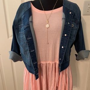 Pink top with ruffle bottom